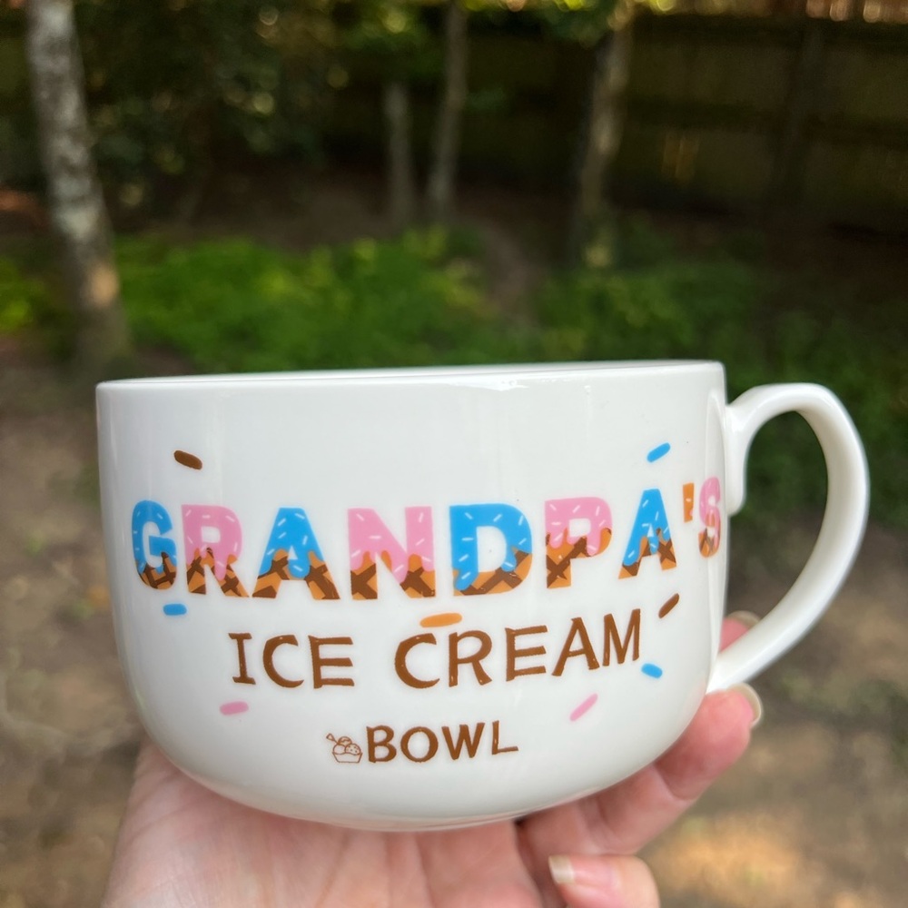 Grandpas Ice Cream Bowl Large Oversized Pink and Blue Ceramic Mug - Picture 3 of 6